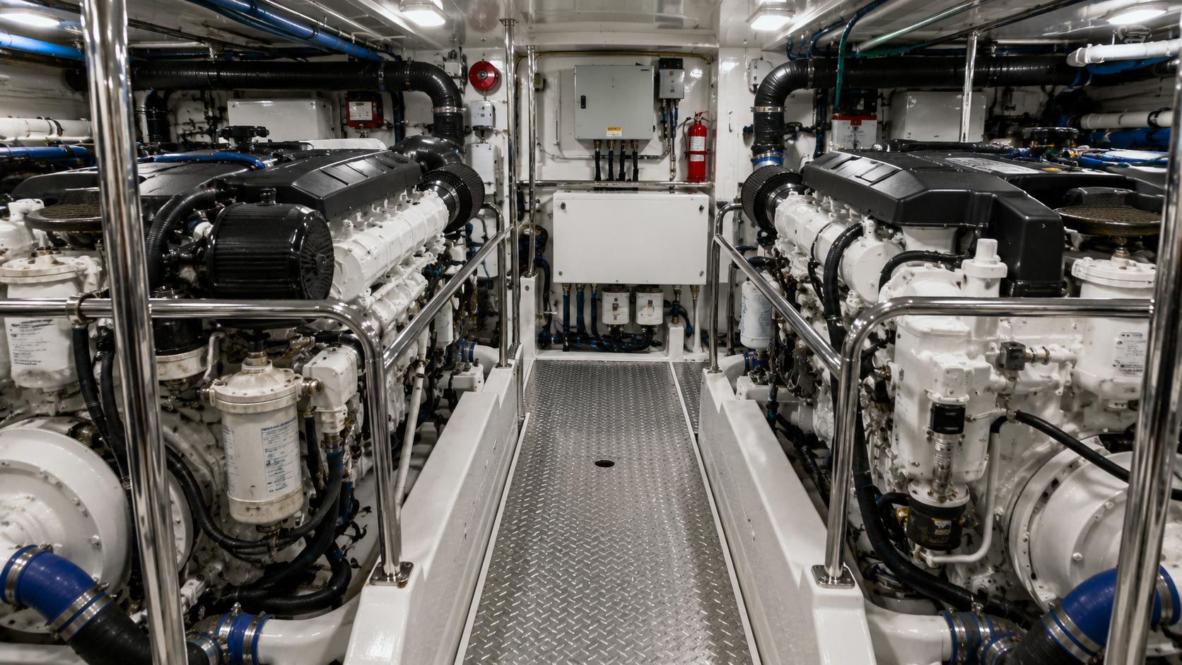 Compartiments de moteurs marins